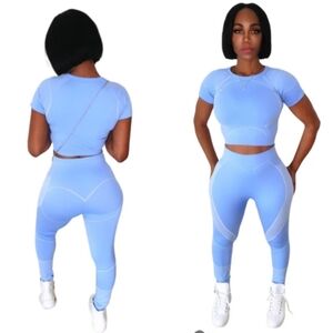 Brand New two piece baby blue activewear set.